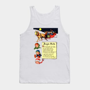 Jingle Bells Marry Christmas horse with sleigh in the snow under the moon Retro Vintage Comic Tank Top